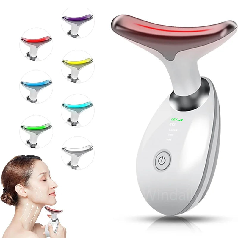 Appareil de Massage du Cou Vibrant à 7 LED de Couleur
