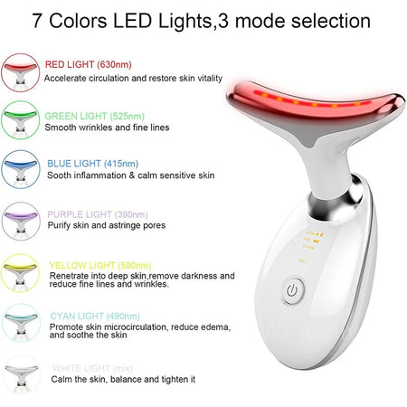 Appareil de Massage du Cou Vibrant à 7 LED de Couleur